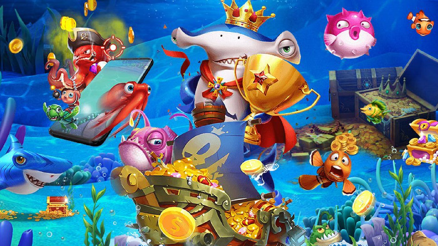 หน้าจอเกมยิงปลาของ kc9 พร้อมฉากใต้น้ำและเป้าหมายหลากหลาย